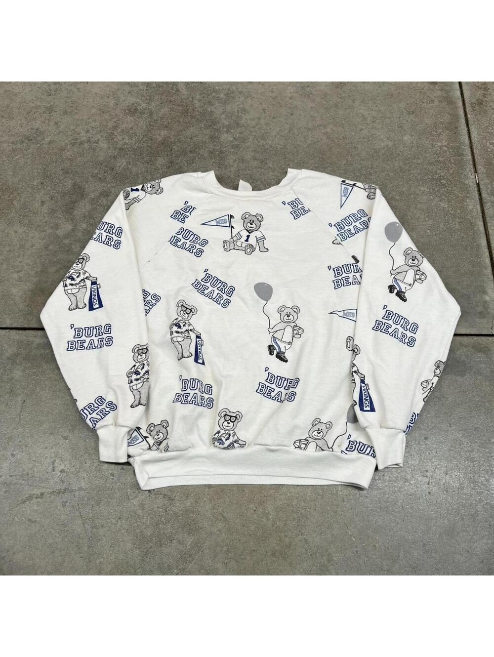 vintage burg bears all over print collegiate crewneck size large